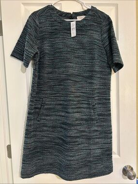 loft embroidered swing dress Loft Tiered Split Neck Swing Dress Size Medium Rocky Olive Women's
